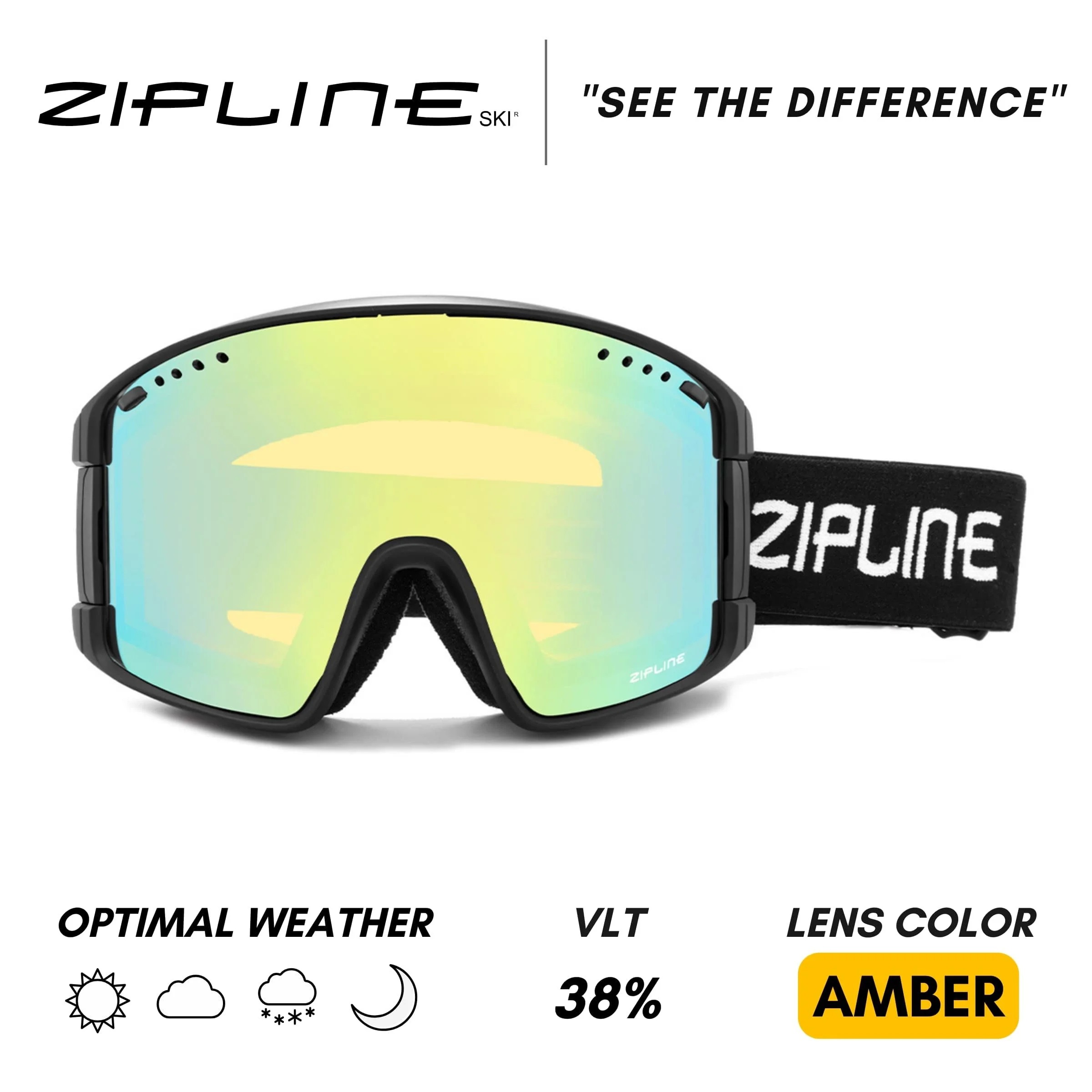 KLIK Goggles - Replacement Lens Only - Black Frame — Zipline Ski